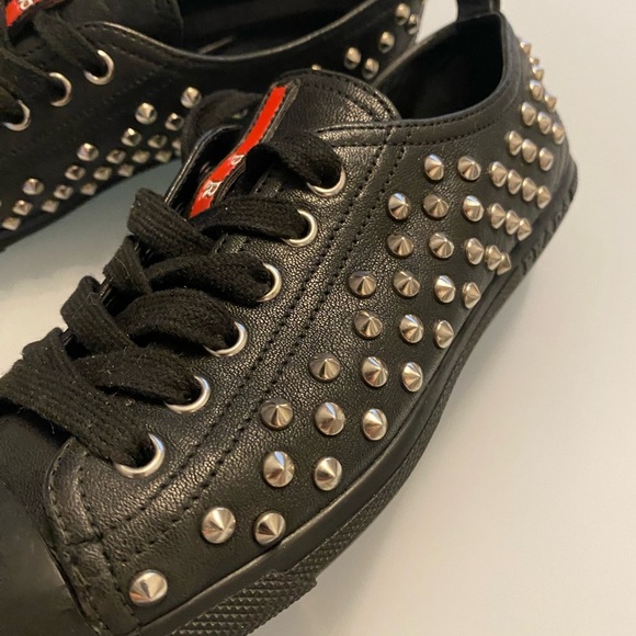 Prada Black Sneakers with Silver Studs size 35/US 5 - Picture 6 of 7